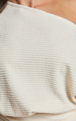Long Sleeve One Shoulder Dress in Off White