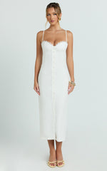 Button Front Bustier Fitted Dress in White - Urban Luxe Apparel