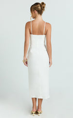 Button Front Bustier Fitted Dress in White - Urban Luxe Apparel