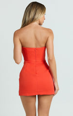 Strapless Corset Bodice Draped Dress in Orange