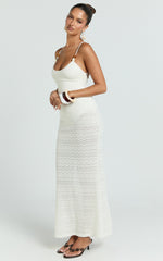 Beaded Strap Detail Cross Tie Back Dress in Ivory