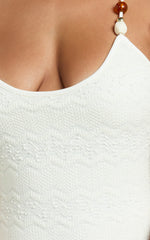 Beaded Strap Detail Cross Tie Back Dress in Ivory