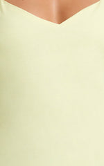 Linen Look Contrast Georgette Skirt with Neck Scarf in Lemon