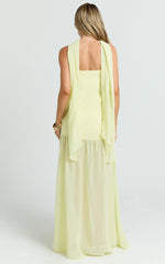 Linen Look Contrast Georgette Skirt with Neck Scarf in Lemon
