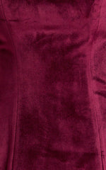 Velvet Strapless Fit And Flare Dress in Wine