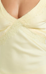 Lace Trim Bias Cut Dress in Lemon