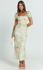 Sweetheart Neckline Short Sleeve Dress in Yellow