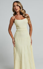 Panelled Knit Dress in Butter Yellow - Urban Luxe Apparel