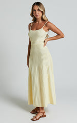 Panelled Knit Dress in Butter Yellow - Urban Luxe Apparel