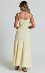Panelled Knit Dress in Butter Yellow - Urban Luxe Apparel