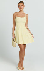 Panelled Knit Mini Dress in Butter Yellow
