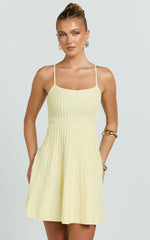 Panelled Knit Mini Dress in Butter Yellow