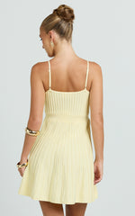 Panelled Knit Mini Dress in Butter Yellow