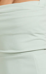 Cowl Neck Column High Split Dress in Sage