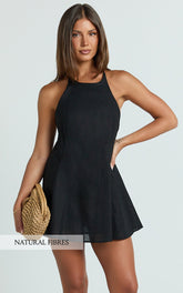 Backless Beaded Smock Mini Dress in Black - Urban Luxe Apparel