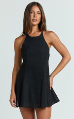 Backless Beaded Smock Mini Dress in Black - Urban Luxe Apparel