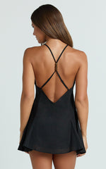 Backless Beaded Smock Mini Dress in Black - Urban Luxe Apparel
