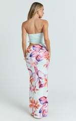 Strapless Side Ruched Cut Out Fitted Dress in Ocean Orchid