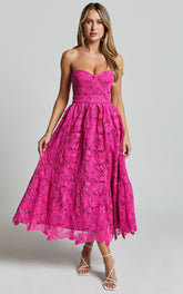 Strapless Lace Dress in Magenta - Urban Luxe Apparel