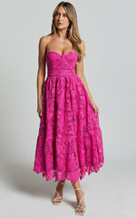 Strapless Lace Dress in Magenta - Urban Luxe Apparel