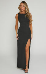 Boat Neck Bodycon Dress in Black - Urban Luxe Apparel