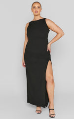 Boat Neck Bodycon Dress in Black - Urban Luxe Apparel