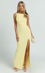 Boat Neck Bodycon Dress in Lemon - Urban Luxe Apparel