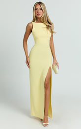 Boat Neck Bodycon Dress in Lemon - Urban Luxe Apparel