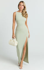 Boat Neck Bodycon Dress in Sage - Urban Luxe Apparel