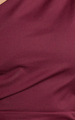One Shoulder Fitted Dress in Wine