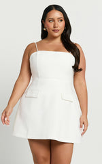 Strappy Corset A Line Dress in White