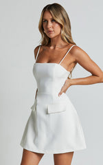 Strappy Corset A Line Dress in White
