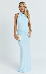 Backless Ruched Bodycon Dress in Blue - Urban Luxe Apparel