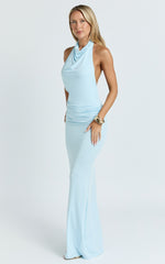 Backless Ruched Bodycon Dress in Blue - Urban Luxe Apparel