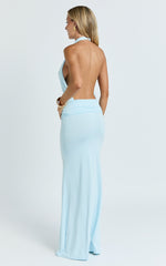Backless Ruched Bodycon Dress in Blue - Urban Luxe Apparel