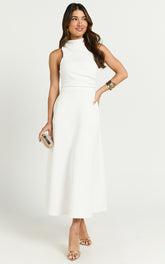 High Neck A Line Dress in Off White - Urban Luxe Apparel