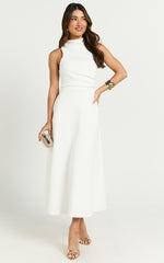 High Neck A Line Dress in Off White - Urban Luxe Apparel