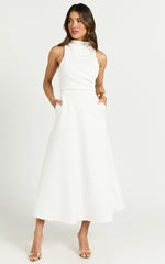High Neck A Line Dress in Off White - Urban Luxe Apparel
