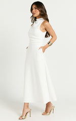 High Neck A Line Dress in Off White - Urban Luxe Apparel