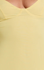 V Neck Ruffle Tier Slip Dress in Lemon