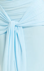 Cape Sleeve Off Shoulder Dress in Blue