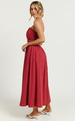 Strapless Ruched Dress in Red - Urban Luxe Apparel