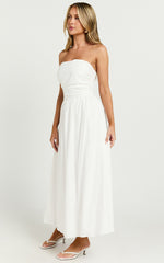 Strapless Ruched Dress in White - Urban Luxe Apparel
