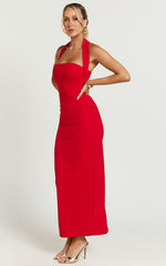 Halter Neck Column Dress in Red - Urban Luxe Apparel