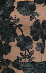 3D Floral Strapless Column Dress in Black - Urban Luxe Apparel