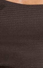 Stretch Fitted Shoulder Trim Side Split Dress in Chocolate