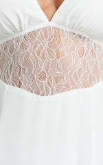 V Neck Low Back Fit And Flare Dress in White