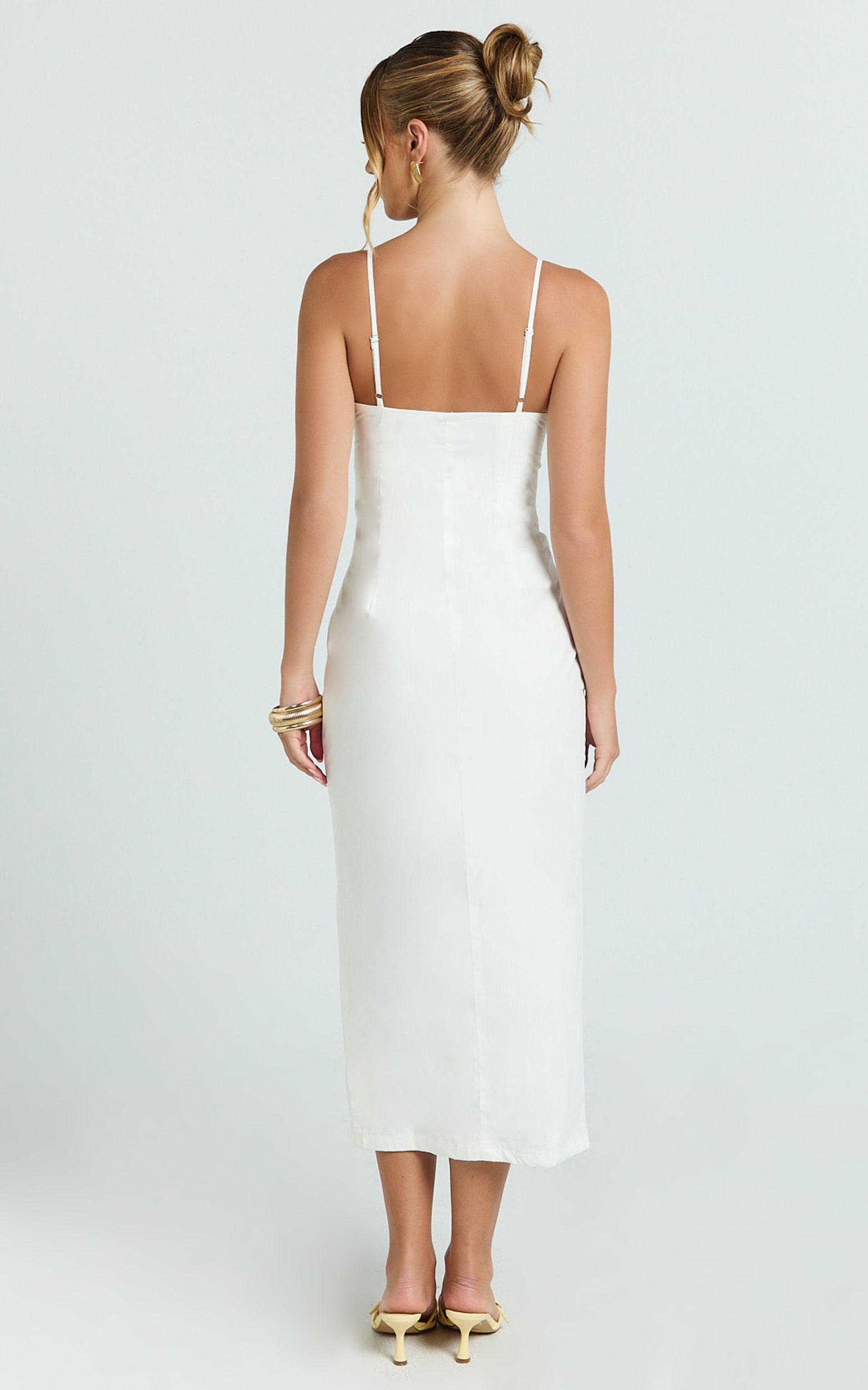Button Front Bustier Fitted Dress in White - Urban Luxe Apparel