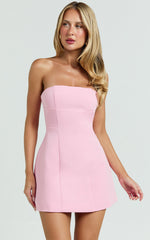 Strapless A Line Dress in Pink