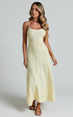 Panelled Knit Dress in Butter Yellow - Urban Luxe Apparel